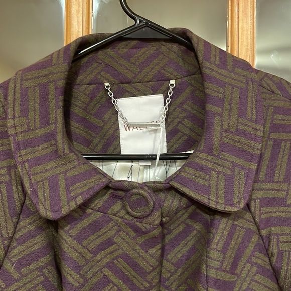 Walter Baker NWT Wool Blend Long Coat Womens size 8 Beautiful! Purple Olive - Picture 5 of 11